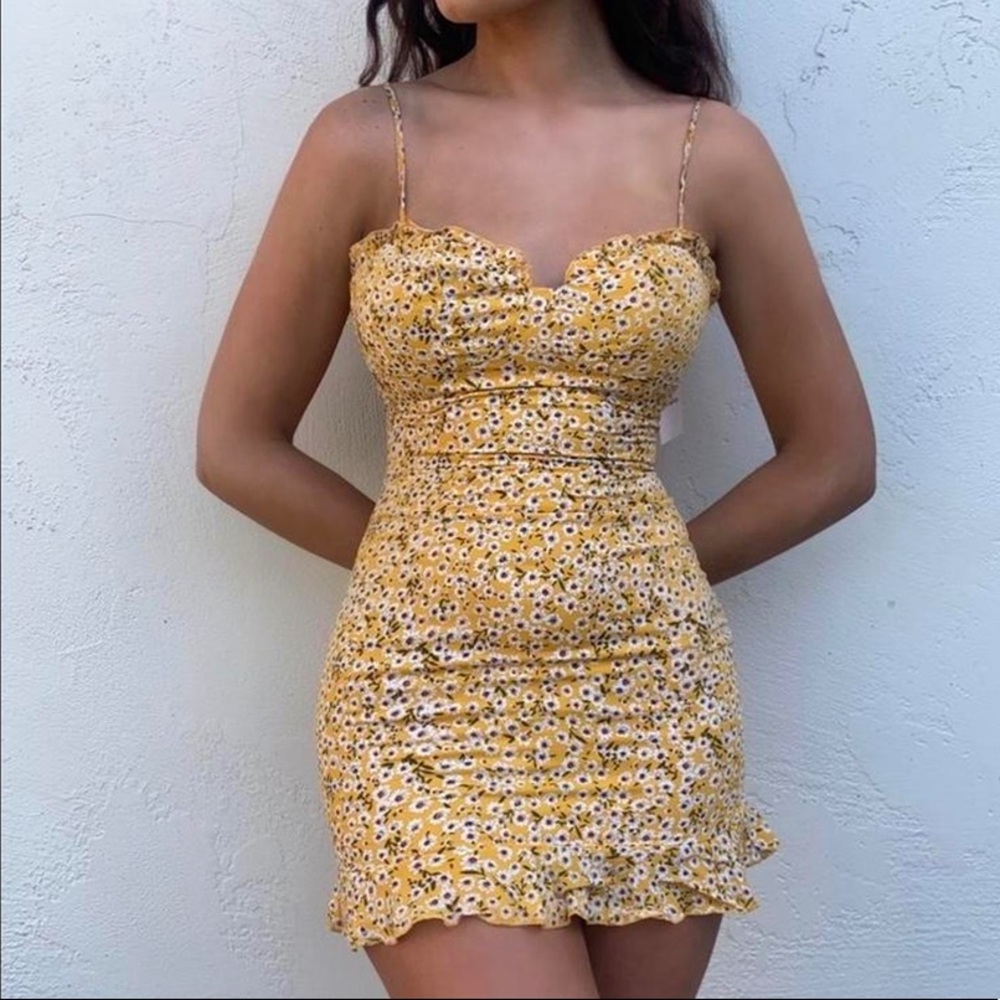 super down revolve yellow floral mini summer dress
